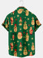 Men's Santa Print Casual Breathable Short Sleeve Shirt