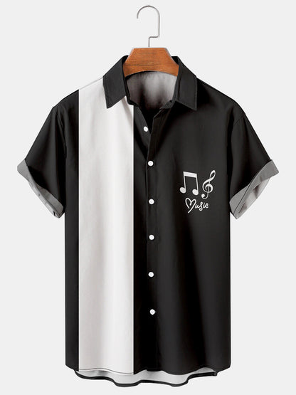 Men's Music Print Casual Short Sleeve Hawaiian Shirt