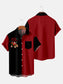 Men Christmas Santa Claus Lapel Contrast Color Collar Short Sleeve Casual Shirts