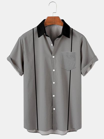 Fashion Summer Men's Casual Shirts Vintage Bowling Shirts