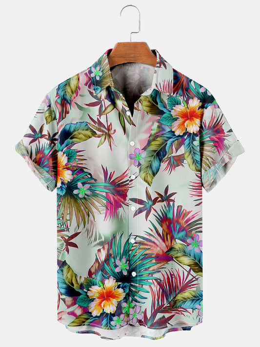 Men's Hawaiian Print Summer Loose Short Sleeve Shirt