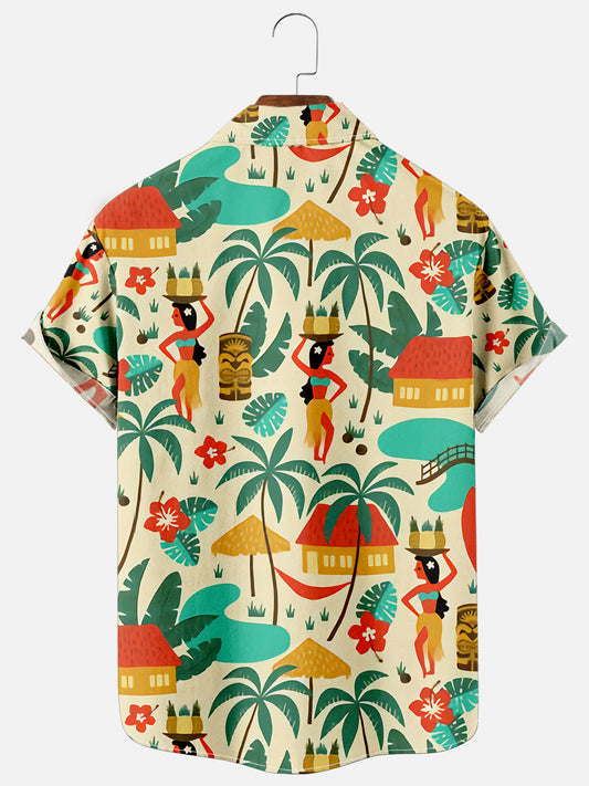 Hippie Print Trend Loose Short Sleeve Shirt