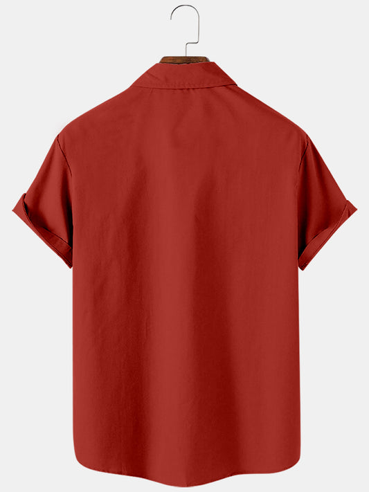 Men's Creative Christmas Stitching Striped Shirt With Pockets