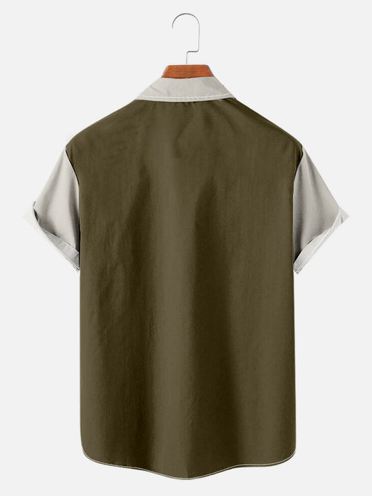 Men's Simple Pattern Stripe Patchwork Men's Casual Shirt