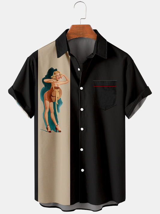 Men's Large Size Wonderful Note Printing Simple Stitching Shirt
