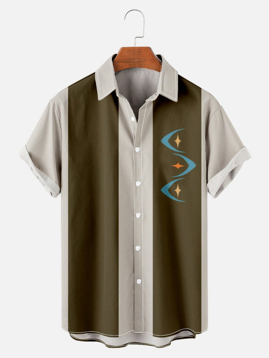 Men's Simple Pattern Stripe Patchwork Men's Casual Shirt