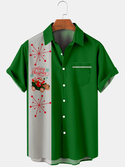 Men's Christmas 3D Digital Printing Casual Loose Short Sleeve Shirt