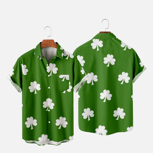 Simple Clover Print Men's Large Shirt