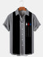 Men's Comfortable Casual Striped Contrast Stitching Print Hawaiian Shirt With Pockets