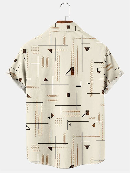 Men's Basic Line With Chest Pocket Casual Short Sleeve Hawaiian Shirt