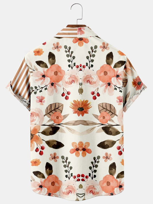 Men's Casual Floral Print Short Sleeve Shirt
