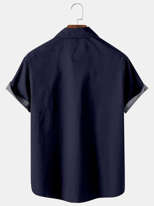 Simple Casual Pattern Stitched Men's Shirt